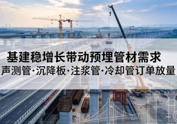 丽水基建稳增长带动预埋监测管材需求，声测管、沉降板、注浆管订单持续放量
